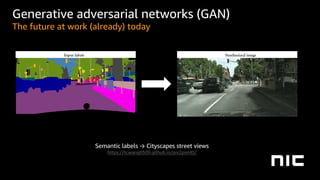 Generative adversarial networks (GAN)
The future at work (already) today
Semantic labels → Cityscapes street views
https://tcwang0509.github.io/pix2pixHD/
 