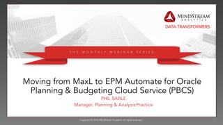 Moving from MaxL to EPMAutomate for Oracle Planning & Budgeting Cloud ...