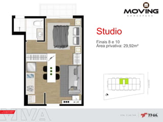 Studio
Finais 8 e 10
Área privativa: 29,92m²
 