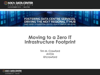 Leading the IT Evolution 
Moving to a Zero IT 
Infrastructure Footprint 
Tim M. Crawford 
AVOA 
@tcrawford 
 