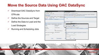 29 ITC CORPORATE PRESENTATION © IT Convergence 2017 • All rights reserved29 29
Move the Source Data Using OAC DataSync
 Download OAC DataSync from
OTN site
 Define the Sources and Target
 Define the Data to Load and the
Load Strategies
 Running and Scheduling Jobs
 
