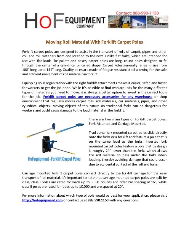 Moving Roll Material With Forklift Carpet Poles