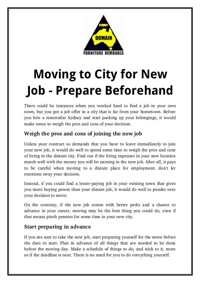 moving to city for new job prepare beforehand how to find a job in a new city