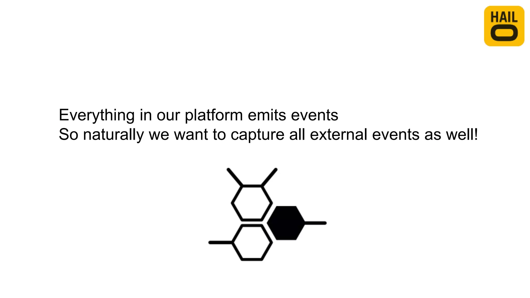 Everything in our platform emits events
So naturally we want to capture all external events as well!
 