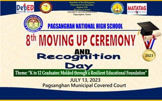 Republic of the Philippines
Department of Education
Region VIII
Division of Samar
DISTRICT OF PAGSANGHAN
Pagsanghan, Samar
JULY 13, 2023
Pagsanghan Municipal Covered Court
2023
 