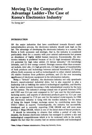 Moving Up the Comparative Advantage Ladder (The Case of Korea's Electronics Industry)