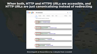 #movingurls at #searchlove by @aleyda from @orainti
When both, HTTP and HTTPS URLs are accessible, and
HTTP URLs are just ...