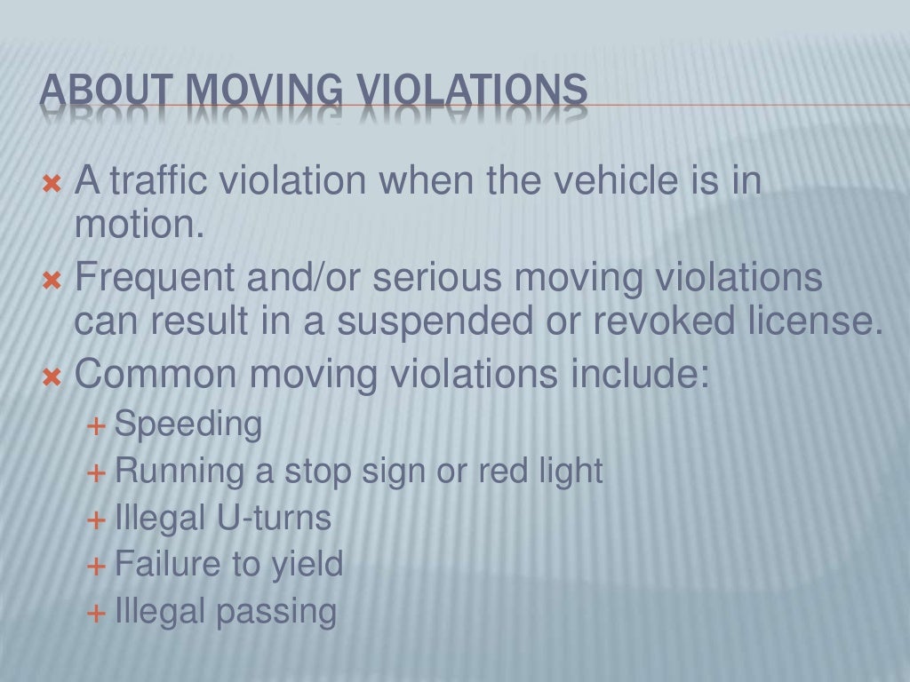 Moving vs. NonMoving Traffic Violations
