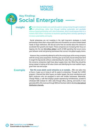 Can Capitalism Lead a More Sustainable and Equitable Recovery? The case for more social enterprise inclusion in corporate supply chains and the global economy