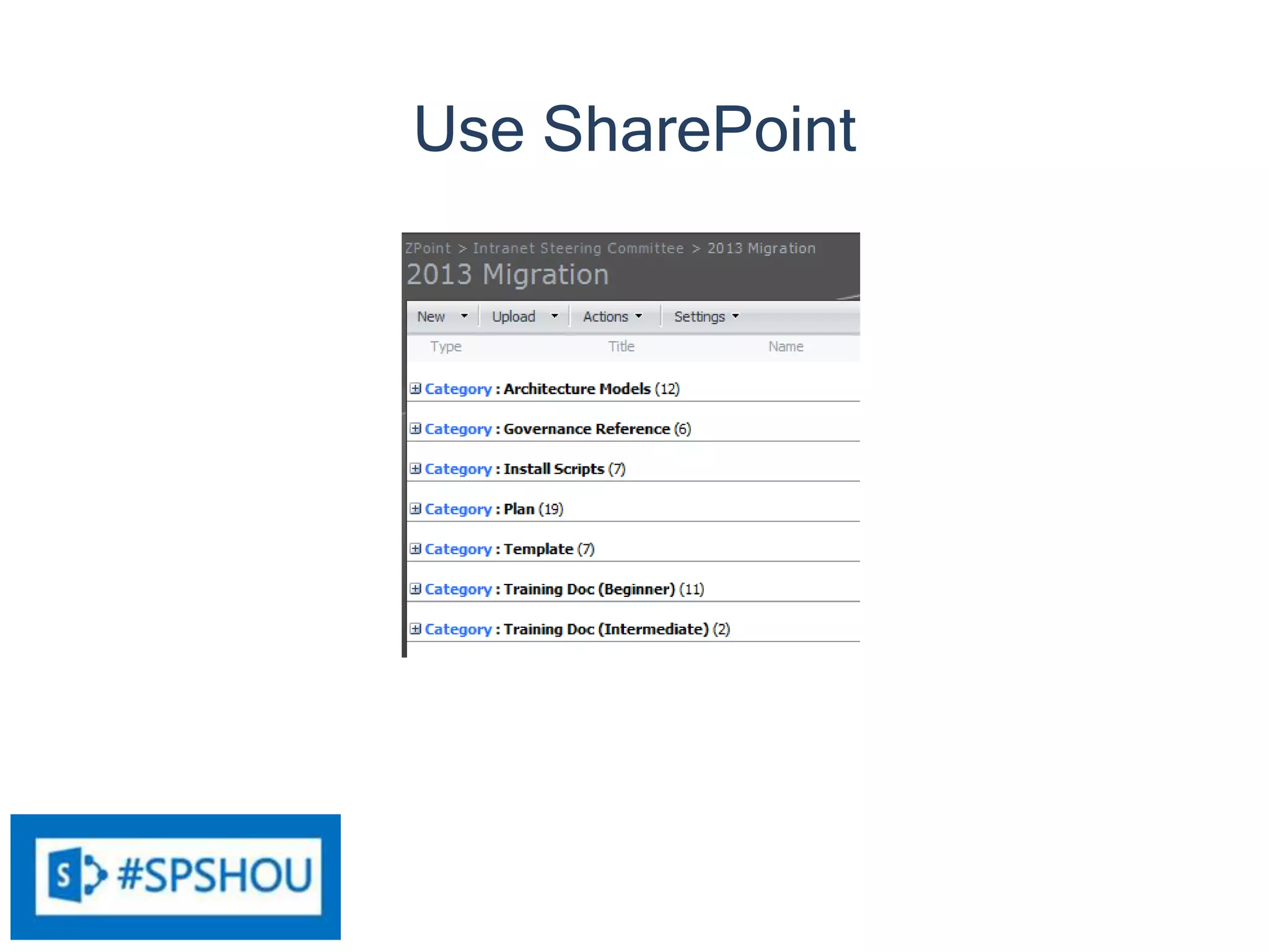 20
Use SharePoint
 