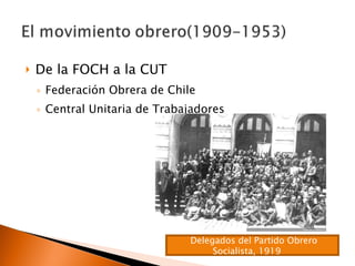 De la FOCH a la CUT Federación Obrera de Chile Central Unitaria de Trabajadores  Delegados del Partido Obrero Socialista, 1919     