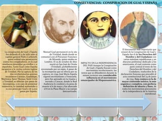 La conspiración de Gual y España
fue delatada el 13 de julio ante el
capitán general Pedro Carbonell,
quien ordenó una per...