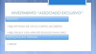 INVESTIMENTO “ASSOCIADO EXCLUSIVO”
 