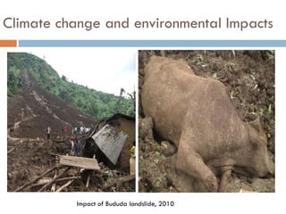 Climate change and environmental Impacts
Impact of Bududa landslide, 2010
 