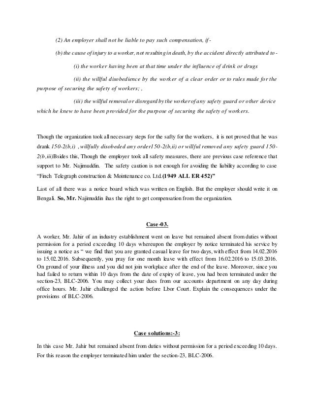 Labour Law Case Solutions