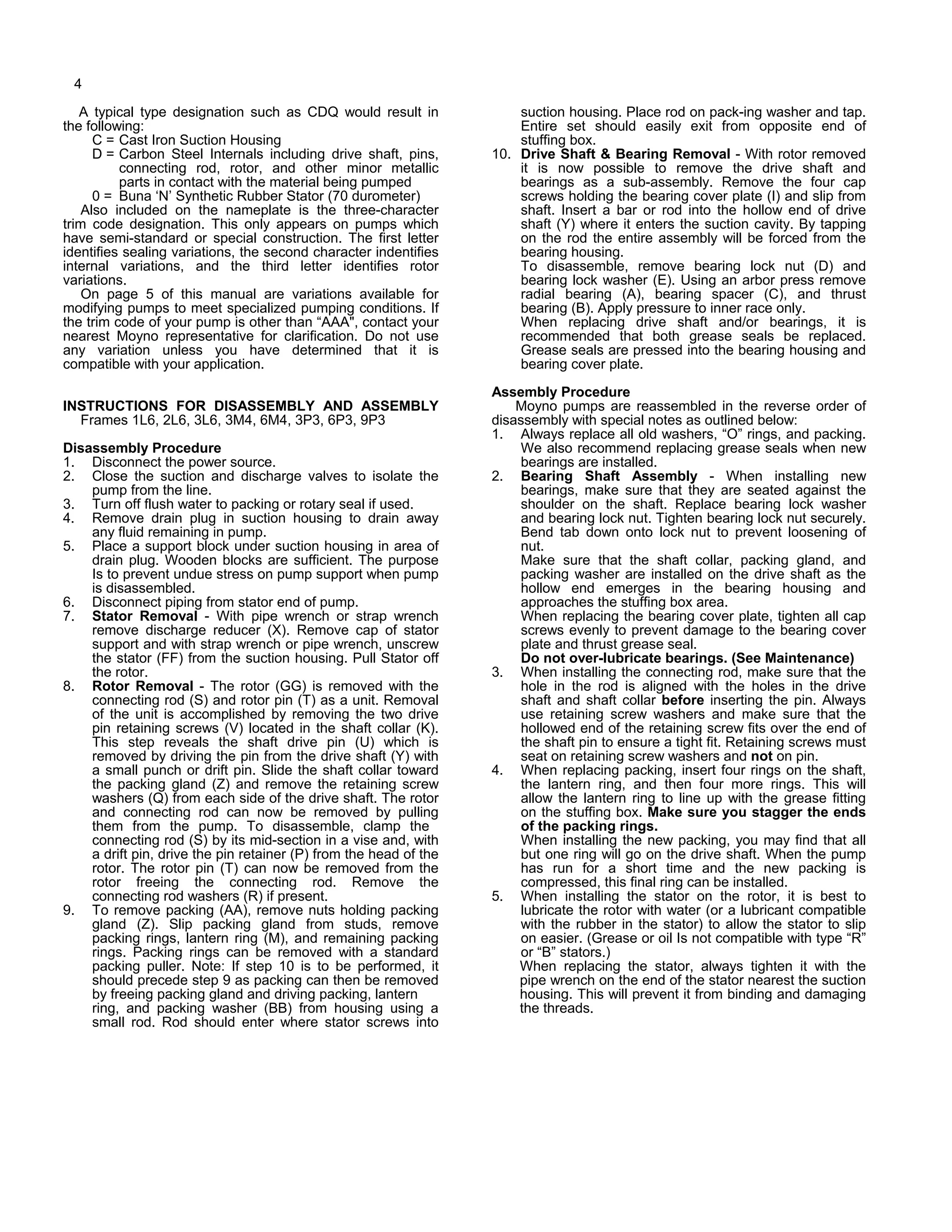 Moyno l6 drive end operations and assembly | PDF