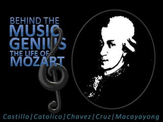 Behind the MUSIC GENIUS The life of mozart Castillo|Catolico|Chavez|Cruz|Macayayong 
