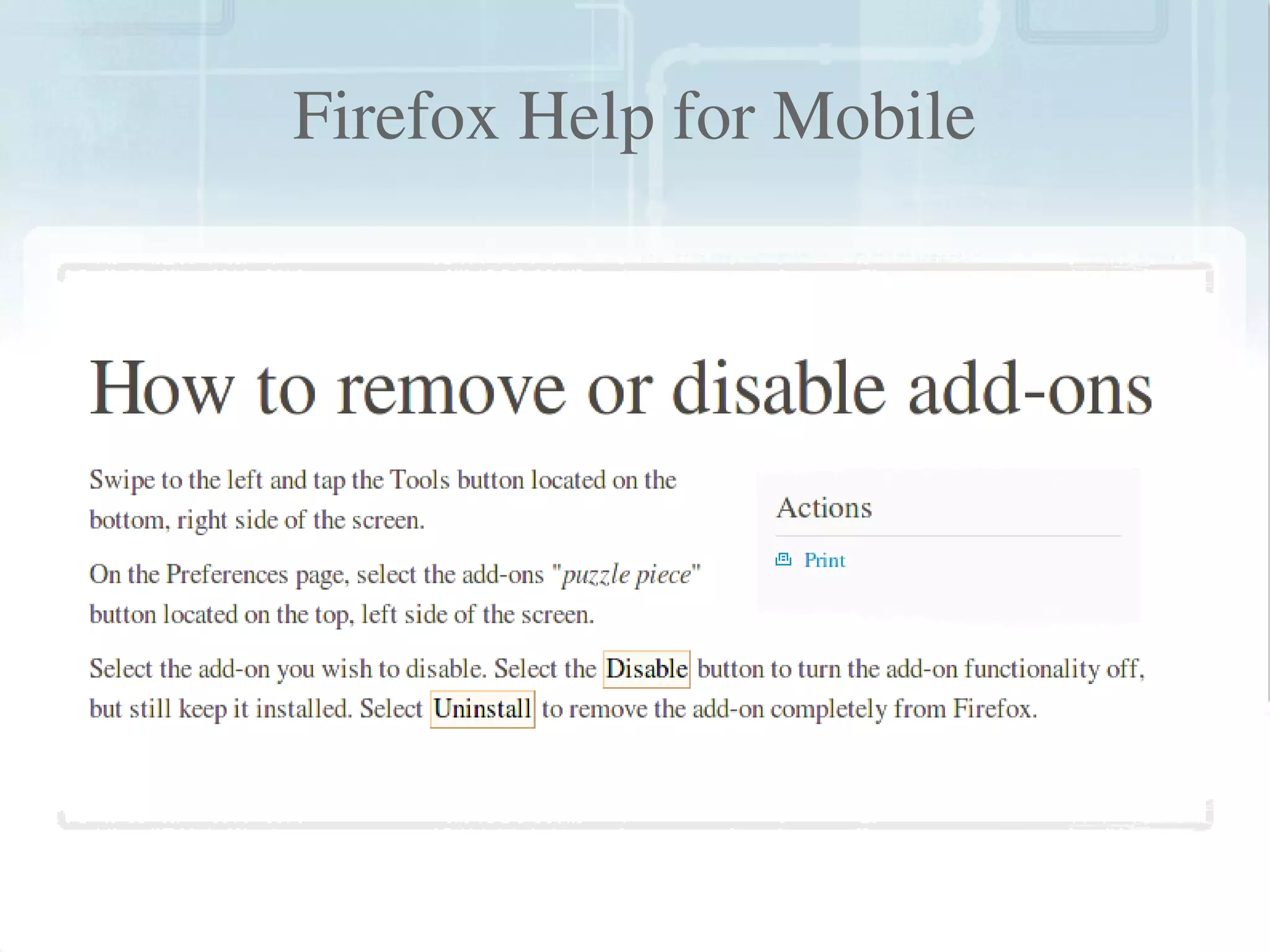 Firefox Help for Mobile




                
 