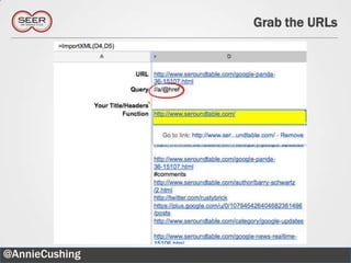 Grab the URLs




@AnnieCushing             26
 