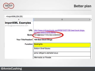 Better plan




@AnnieCushing           34
 