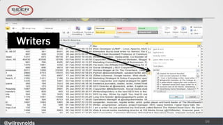 Writers




               56
@wilreynolds
 