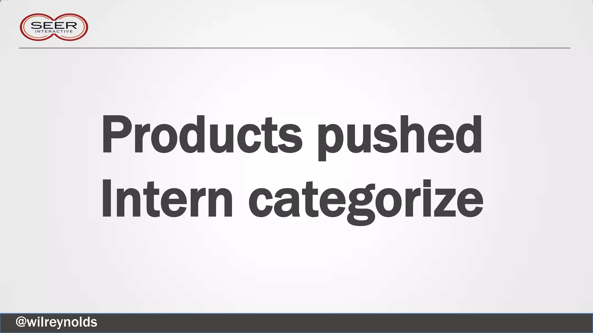 Products pushed
Intern categorize
@wilreynolds
 