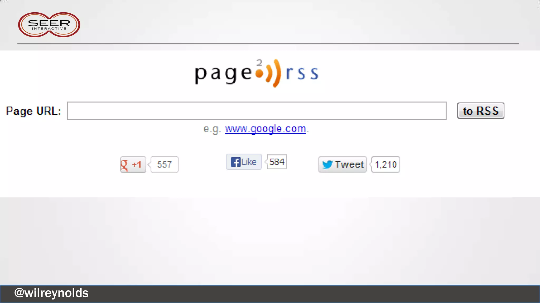 Page to RSS
@wilreynolds
 