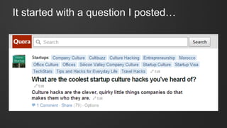 It started with a question I posted…
 