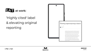 ‘Highly cited' label
& elevating original
reporting
at work:
 