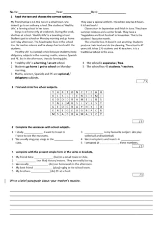 Name:_______________________Year:_________________Date:_________________
Write a brief paragraph about your mother’s routine.
_______________________________________________________________________________________
_______________________________________________________________________________________
_______________________________________________________________________________________
_______________________________________________________________________________________
_______________________________________________________________________________________
_______________________________________________________________________________________
 