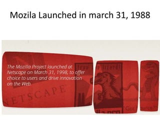 Mozila Launched in march 31, 1988
 