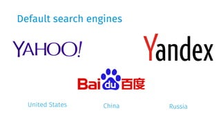 Default search engines
United States China Russia