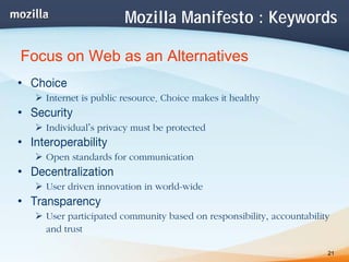 Mozilla Project and Open Web