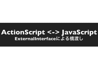 ActionScript <-> JavaScript
   ExternalInterface
 