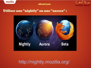 about:you


Utiliser une "nightly" ou une "aurora" :




         http://nightly.mozilla.org/
 