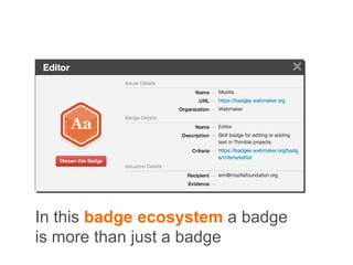 In this badge ecosystem a badge
is more than just a badge
 