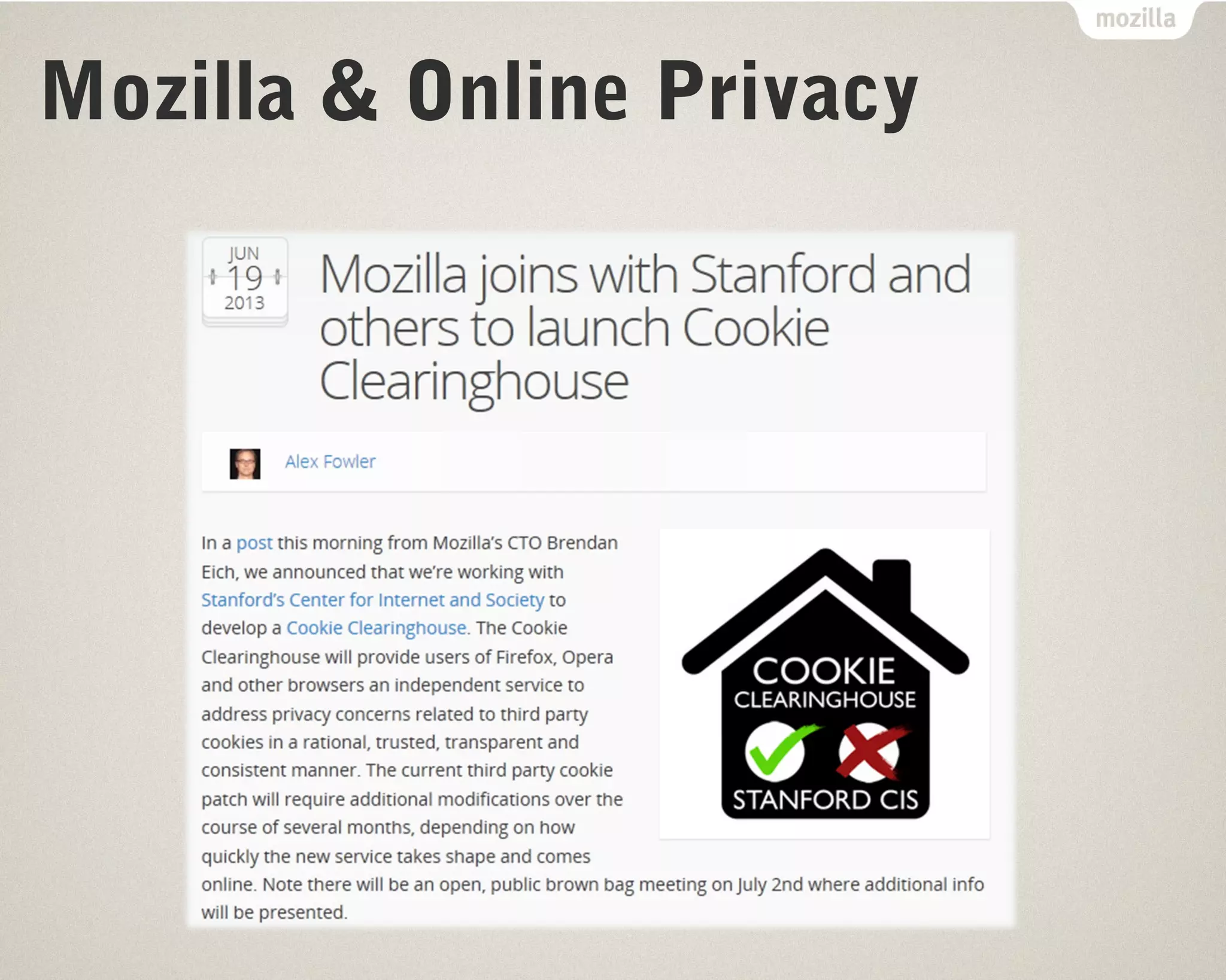 Mozilla & Online Privacy 
 