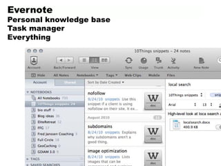 Evernote
Personal knowledge base
Task manager
Everything
 