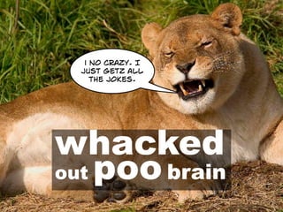whacked
out poobrain
i no crazy. I
just getz all
the jokes.
 