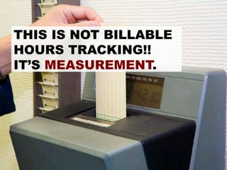 THIS IS NOT BILLABLE
HOURS TRACKING!!
IT’S MEASUREMENT.
 