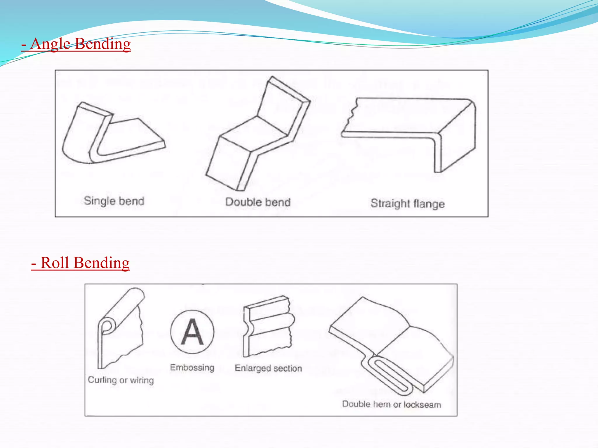 - Angle Bending
- Roll Bending
 