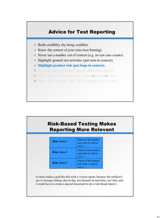 Rapid Software Testing: Reporting | PDF