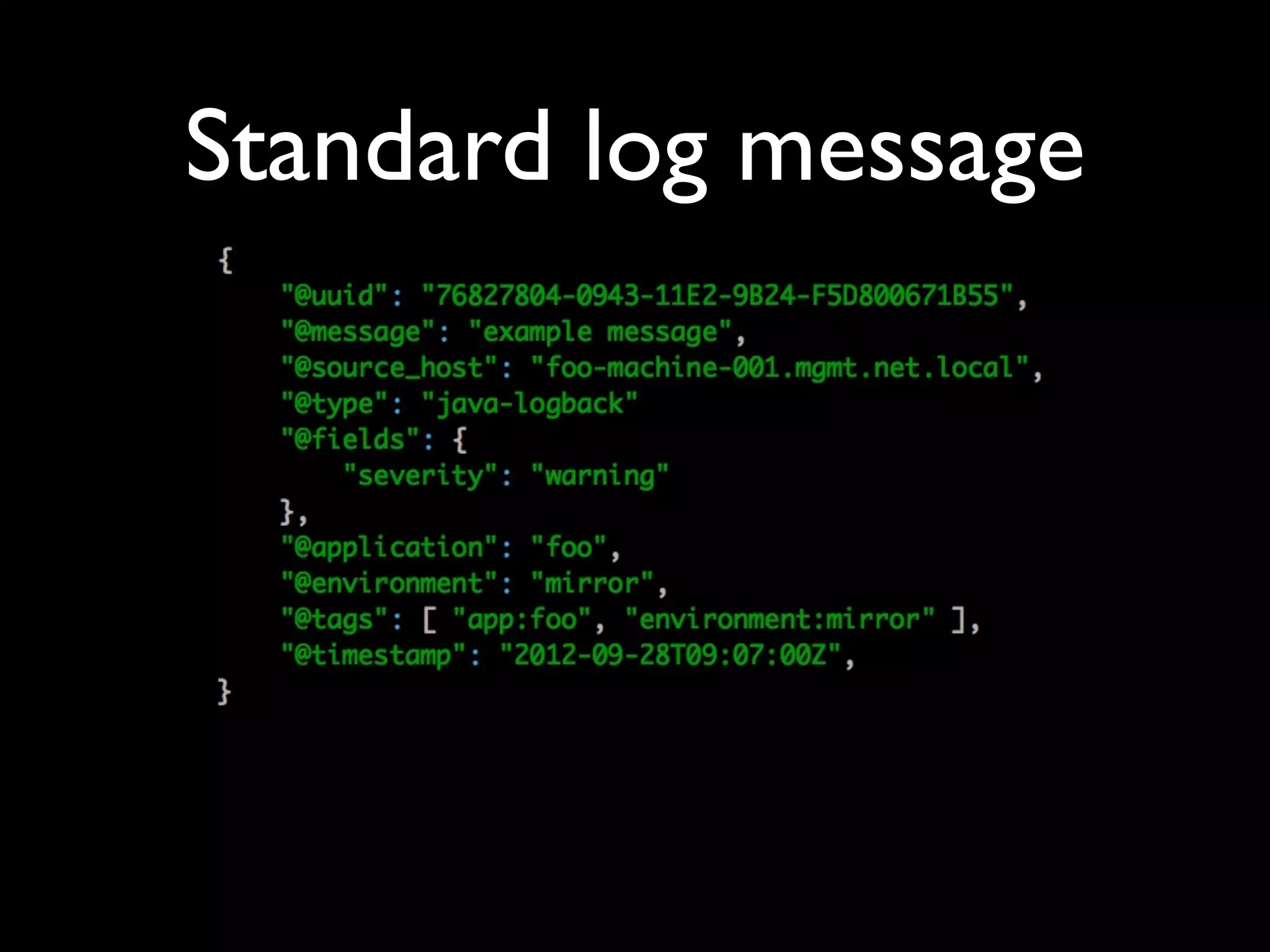 Standard log message
 
