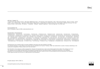 ISO
14001
SPECIAL THANKS TO
’t Goude Hooft, Intera /Gilbert Comhair - Rabo Bank, MEMO/Harry Karel - The Hamptons, Kissy Vandenplas - Berto , Winny Vangroenweghe - Pand 16, Cheops - Veerle
de Niel - Lan Lan, Marisa Gallo - Casa Decor, Beatriz Silveira, Manuel Nuñez y Sergio Moreno, Guillermo Garcia-Hoz, Jean Porsche - Northsea Penthouse, Ann Gryp -
House of Porters - Items Knokke - RR Interieur - ’t Casteelken - Wildspirit - Sigisbert Engelbosch - Hotel Das Tegernsee - the ORAC team
PHOTOGRAPHY BY
Verne Photography, Jürgen de Witte, www.bartvanleuven.com
REGISTERED CTM DESIGN N°
C335/000995576-0001 - C336/1035273-0001 - C337/1810706-0001 - C338/1978214-0001 - C338A/002341727-0007 - C338B/002341727-0006 - C339/1978214-0002 - C340/1978214-0003 - C341/002524769-0001 -
C342/002524769-0002 - C343/002524769-0003 - C344/002524769-0004 - C351/000257464-0003 - C352/000257464-0004 - C353/000257464-0005 - C354/000257464-0006 - C355/000257464-0007 - C356/000257464-0008
- C361/1890526-0001 - C362/1890526-0002 - C363/1890526-0003 - C364/1890526-0004 - C370/2088880-0001 - C371/2088880-0002 - C372/2088880-0003 - C373/002524769-0005 - C374/002524769-0006 - C990/000995576
-0002 - C991/002524769-0007 - CB500/1035273-0006 - CB501/1035273-0005 - CB502/1035273-0007 - CB503/1890526-0005 - CB510/1035273-000 - CB511/1035273-0003 - CB512/1890526-0007 - CB523/1035273-
0002 - CB530/1890526-0008 - CB531/1890526-0009 - CX160/1790163-001 - CX161/1790163-0002 - D330/002524769-0013 - DX159-2300/1790163-0003 - DX162-2300/1790163-0004 - DX163-2300/1790163-0005 - DX168-
2300/002341727-0004 - DX170-2300/002524769-0008 - G70/002158089-0001 - G71/002158089-0002 - G72/002158089-0003 - G73/002158089-0004 - G75/002524769-0009 - G76/002524769-0010 - G77/002524769-0011 -
G78/002524769-0012 - P3020A/002341727-0005 - P3070/2088880-0004 - P3071/2088880-0005 - P5050/000257464-0001 - P5051/000257464-0002 - P8050/000995576-0003 - P8060/1810706-0002 - P9900/000995576-0004
- P9901/000995576-0005 - PB513/1890526-0006 - PX147/002341727-0003 - PX164/1790163-0006 - PX169/002341727-0002 - R70/2088880-0006 - SX156/000995576-0006 - SX165/002341727-0001 - SX167/2088880-0007
Guarantee terms and conditions apply if provided installation instructions have been followed to the letter.
Fire retardant standards. In many interiors and projects strict fire regulations are imposed. Therefore, ORAC has implemented a number of solutions depending on the
country and its regulations. Please contact us for more information.
The information in this catalogue is without engagement. Changes and discrepancies in sizes or/and shapes against those stated in the catalogue can occur.
This catalogue and the design embodied within are protected by copyright law and international treaties. Unauthorized reproduction of the catalogue,
any portion of it or the reproduction of the designs embodied therein may result in severe civil and criminal penalties and will be prosecuted to the maximum.
Further legal information can be found on: www.oracdecor.com/nl/disclaimer.
All rights reserved. ©2014, ORAC nv										
Concept & Graphics by King of Hearts and Gazeuse.be
160
 