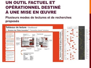 UN OUTIL FACTUEL ET
OPÉRATIONNEL DESTINÉ
À UNE MISE EN ŒUVRE
Plusieurs modes de lectures et de recherches
proposés
 