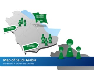 Illustrations of country and Emirates Map of Saudi Arabia 
