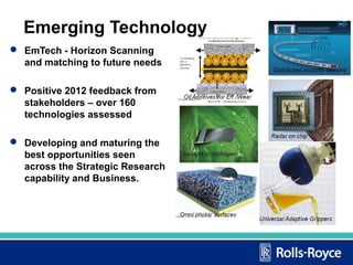 Emerging Technology
 EmTech - Horizon Scanning
and matching to future needs
 Positive 2012 feedback from
stakeholders – ...