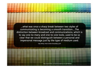 MEDIA PARTICIPATIVOS




         http://www.flickr.com/photos/will-lion/3135799409/
 