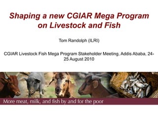 Shaping a new CGIAR Mega Program on Livestock and Fish Tom Randolph (ILRI) CGIAR Livestock Fish Mega Program Stakeholder Meeting, Addis Ababa, 24-25 August 2010 