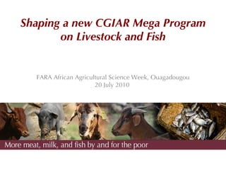 Shaping a new CGIAR Mega Program on Livestock and Fish FARA African Agricultural Science Week, Ouagadougou 20 July 2010  